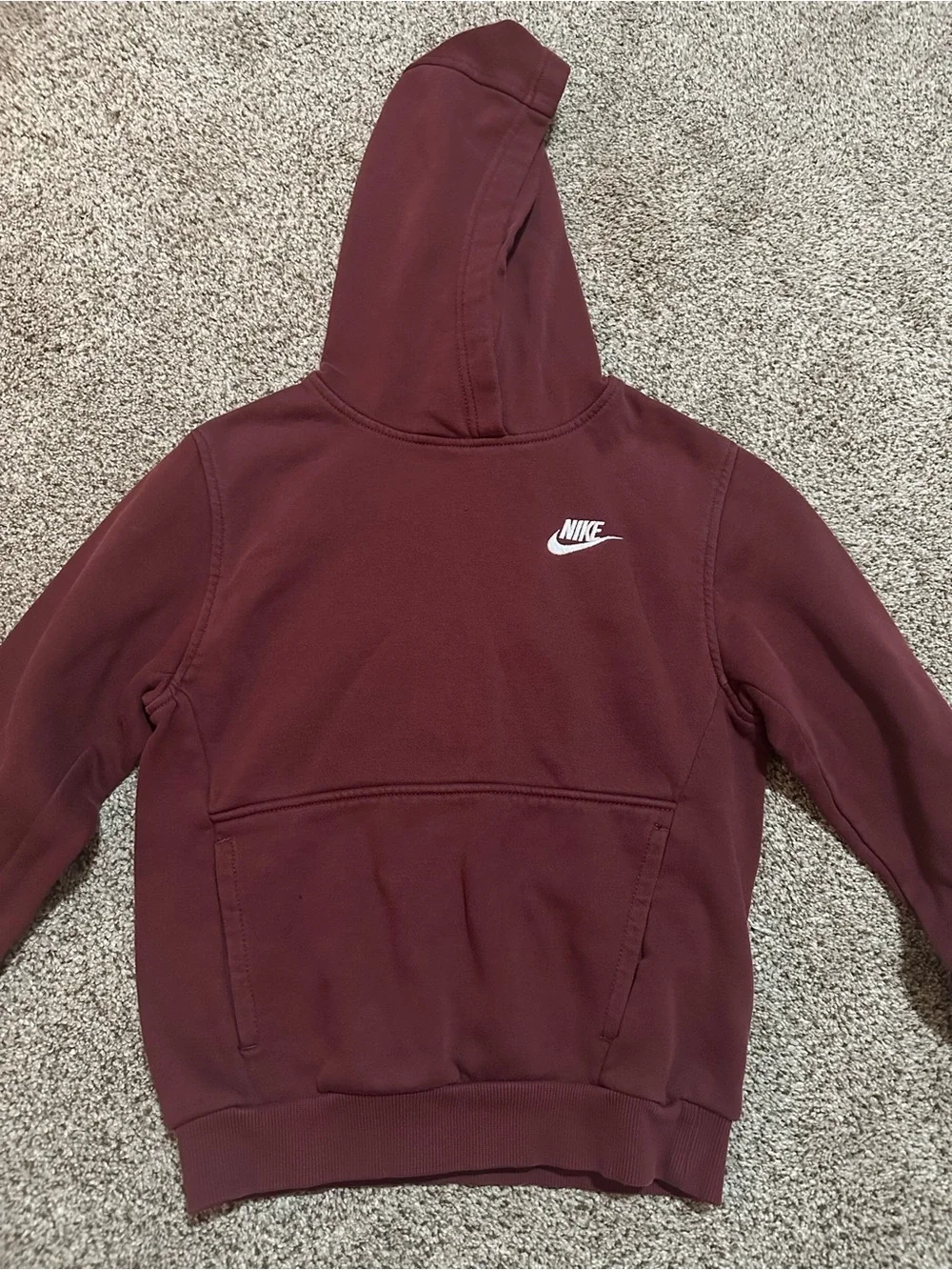 Nike Kids Maroon Hooded Pullover with White Logo